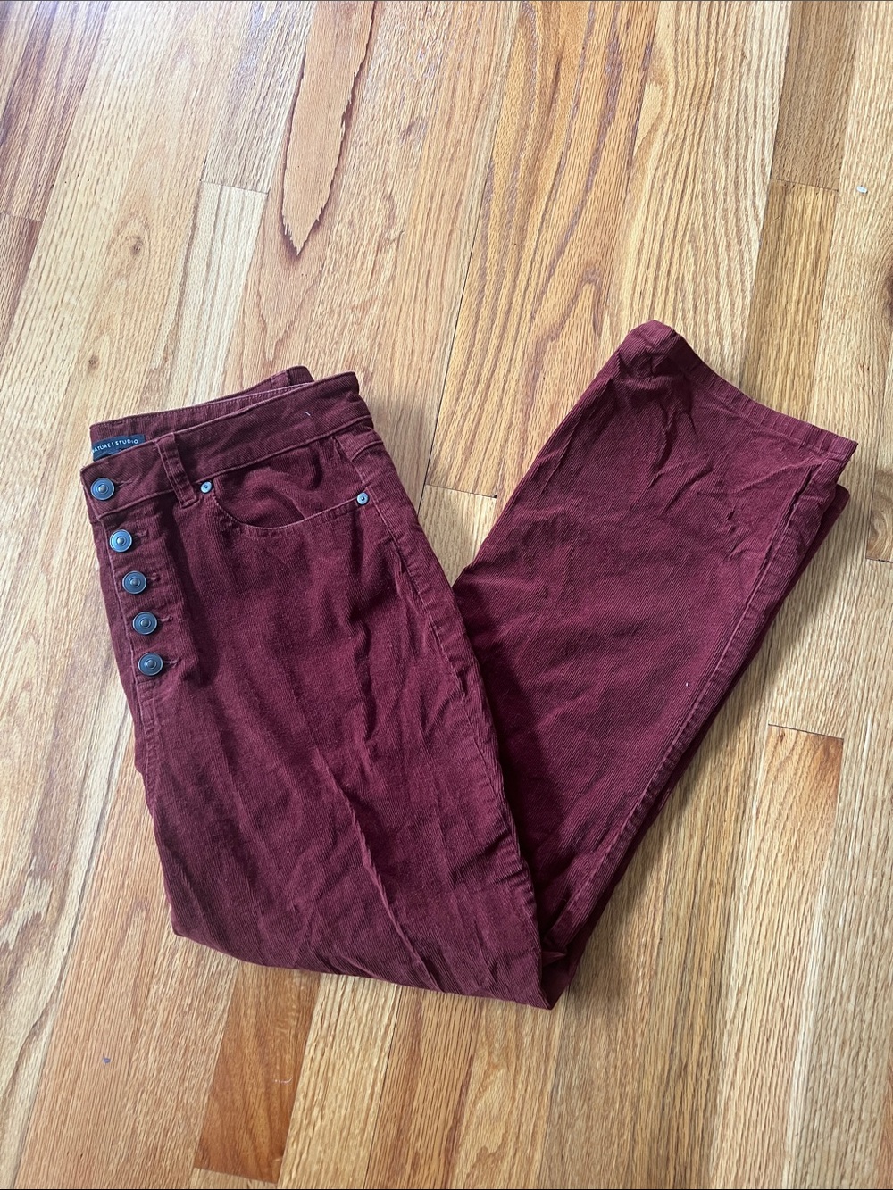 Signature Studio Corduroy Button-Front Pants - rust
